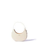 Naomi Leather Moon Bag with Croc-Embossed Pattern White