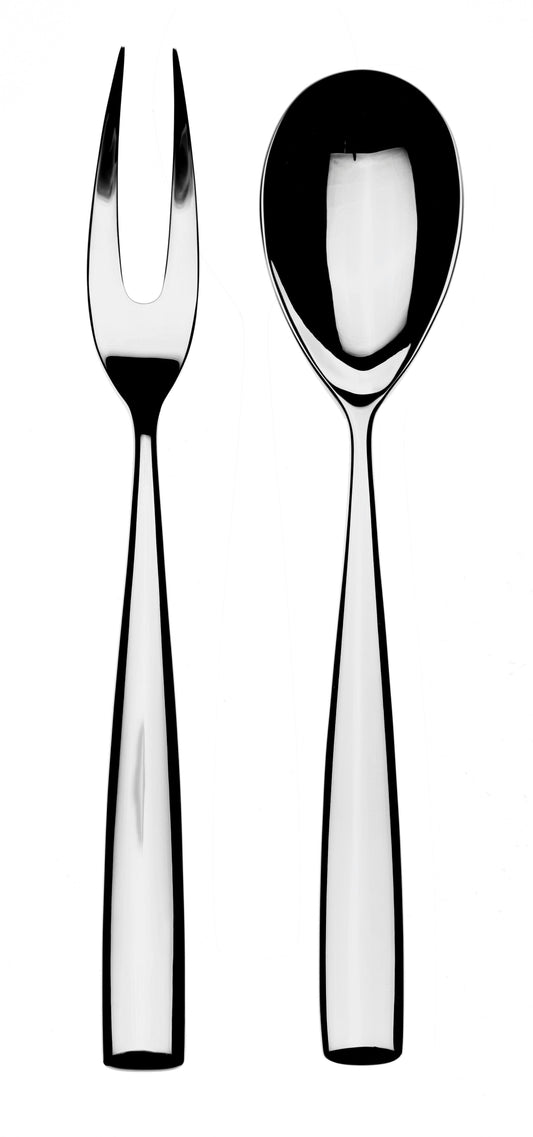 Arte Stainless Steel Serving Set, Fork & Spoon