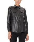 Faux Leather Utility Blouse