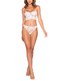 Embroidered Heart Lace Motif Bustier Thong Set