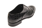 Black Crocodile Embossed Lace Up Shoe