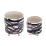 Abstract Blue Footed Planters Set of 2
