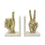Set of 2 Gold Hand Sign Bookends