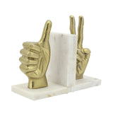 Set of 2 Gold Hand Sign Bookends