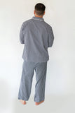 Matthew Navy Gingham Menâ€™s Long Sleeve Shirt & Pajama Set