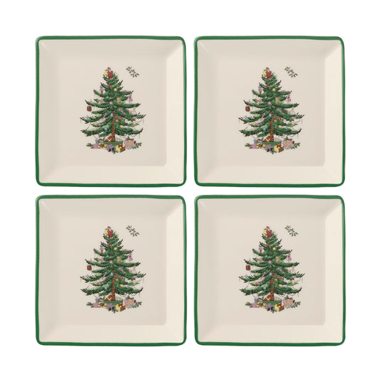 Christmas Tree Tidbit Plates Set of 4