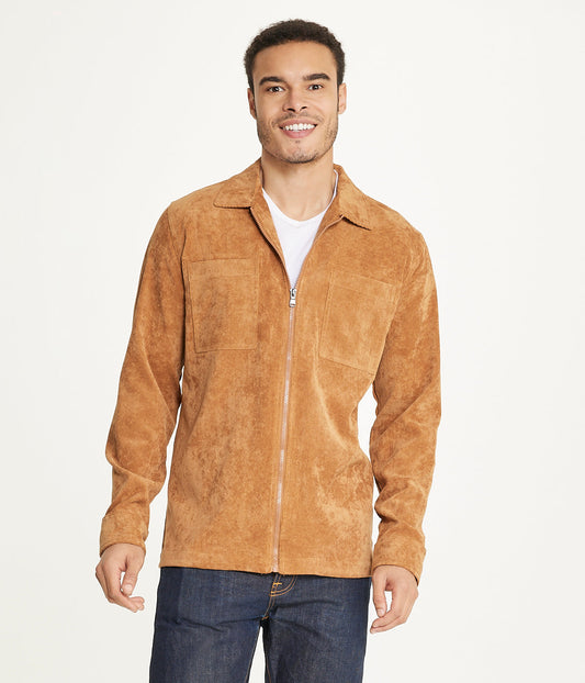 Men's Long Sleeve Corduroy Shirt Jacket (Zip Front)