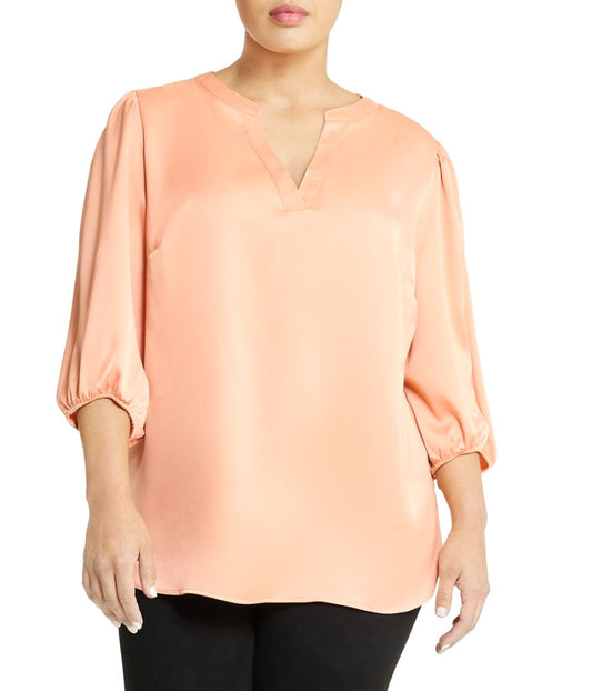 CDC Pop-Over Blouse With Covered Placket And Side Slits