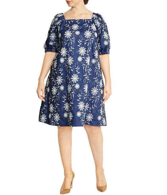 A-Line Dress with Square Neck-Plus Size