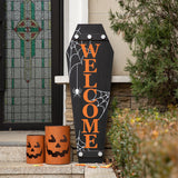 42"H Halloween Wooden Welcome Coffin Porch Decor