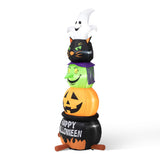 8ft Lighted Halloween Inflatable Stacked Ghost, Black Cat, Witch & Pumpkin Decor