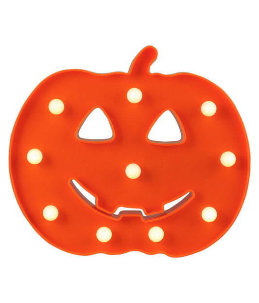 Lighted Orange Jack-O-Lantern Halloween Marquee Sign