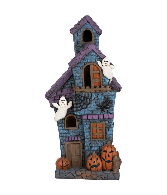Lighted Haunted House with Ghosts Halloween Decoration