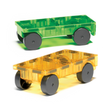 MAGNA-TILES Cars â€“ Green & Yellow 2-Piece Magnetic Construction Set, The ORIGINAL Magnetic Building Brand