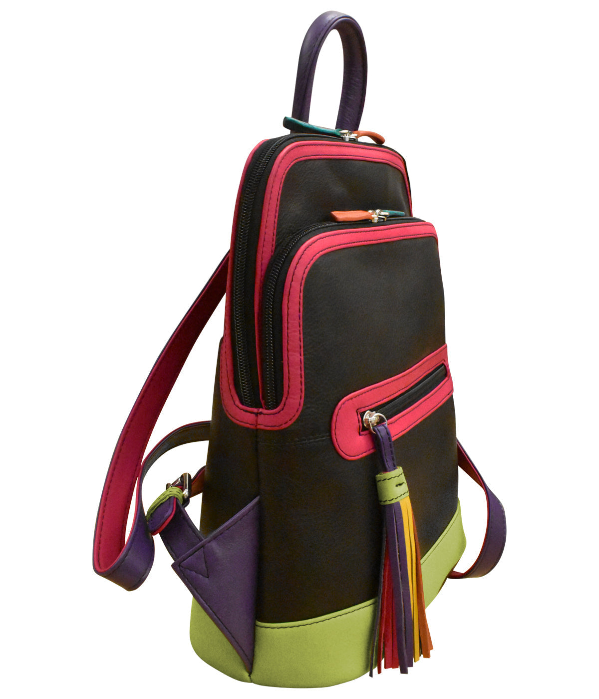 Leather Multicolor Backpack Black Brights