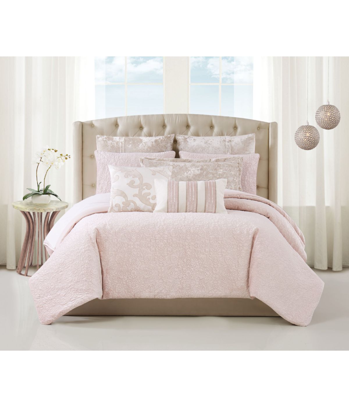 Charisma Melange Velvet Bolster Pillow Pink