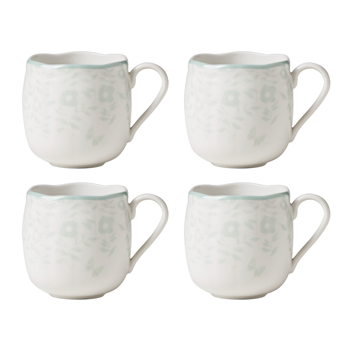 Butterfly Meadow Cottage Sage Mugs Set of 4