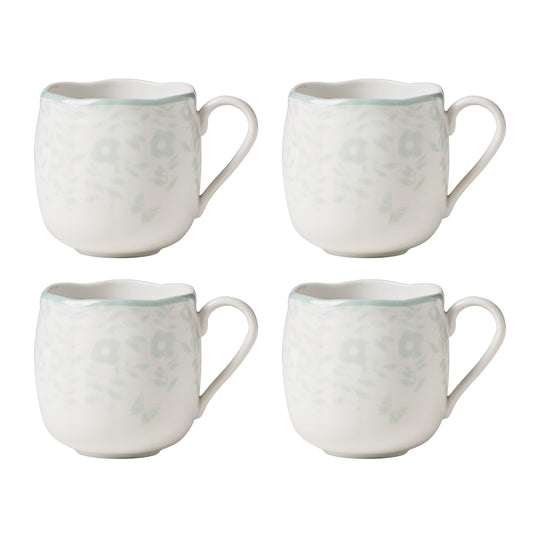 Butterfly Meadow Cottage Sage Mugs Set of 4