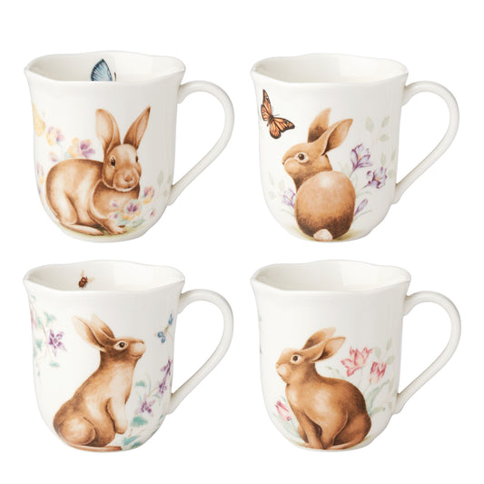 Butterfly Meadow Bunny Assorted Mugs Set of 4