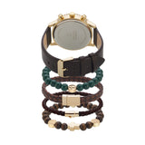 Analog Watch-Cross Bead Bracelet Set