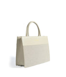 Victoria Tote Leather Canvas Combo Bag White