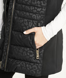 Zip Front Vest with Faux Fur Trim Hood Black