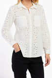 Anise Long Sleeve Eyelet Button Down Shirt