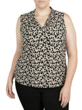 Plus Size Printed Pleat Front Top