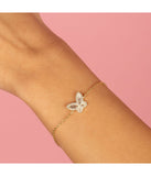 Pave X Baguette Butterfly Bracelet Silver
