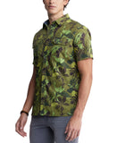 Sayool Men's Woven Short Sleeve Shirt in Leaf Print
