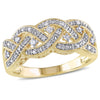  1/8 CT TW Diamond Vintage-Style Braid in Sterling Silver with Yellow Rhodium Ring