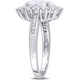 4 CT TGW Created White Sapphire and Diamond Accent in Sterling Silver Floral Halo Ring
