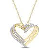  1/5 CT TW Diamond Yellow Plated Sterling Silver Double Heart Pendant Necklace