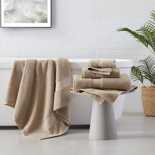 Luxury Turkish Cotton Towel 6 Piece Set Khaki