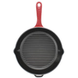 French Round Enameled Cast Iron Grill Pan