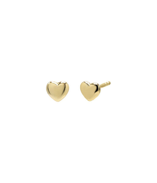 Solid Puffy Heart Stud Earring Gold