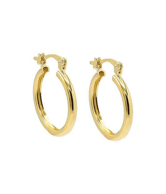 Thin Solid Tube Huggie Earring Gold