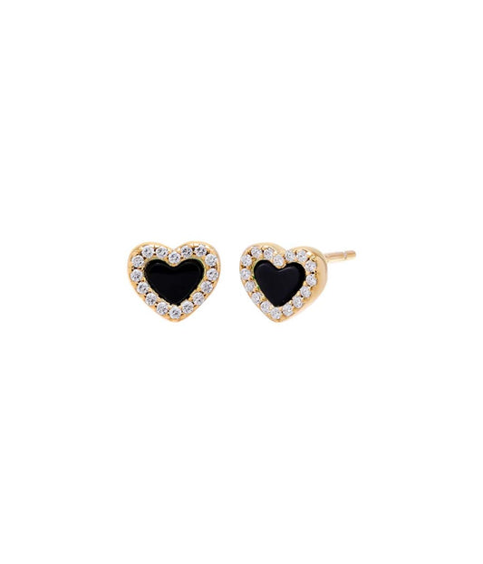 Tiny Pave Colored Gemstone Stud Earring Onyx