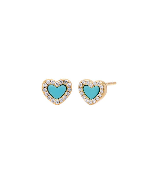 Tiny Pave Colored Gemstone Stud Earring Turquoise