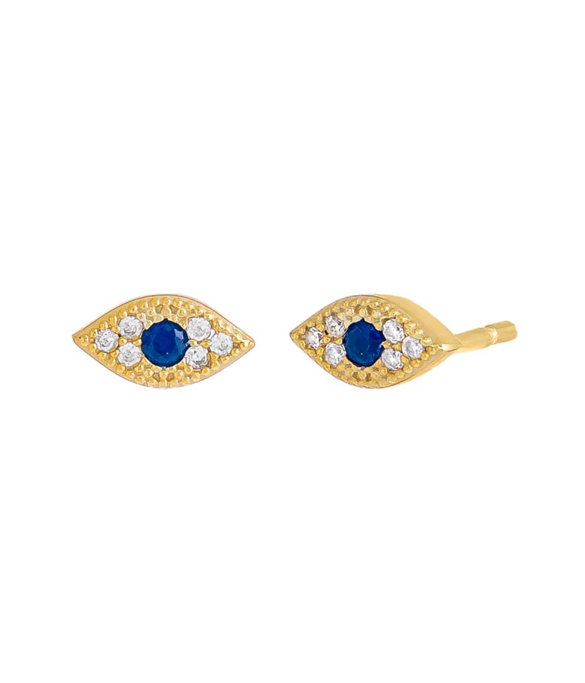 Pave Evil Eye Stud Earring Turquoise