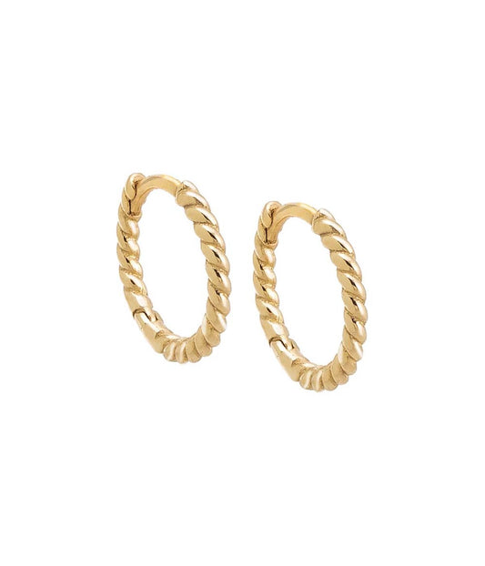 Thin Twisted Huggie Earring 14K Gold