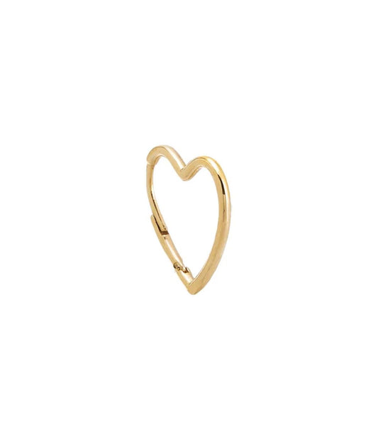 Solid Open Heart Huggie Earring 14K Gold