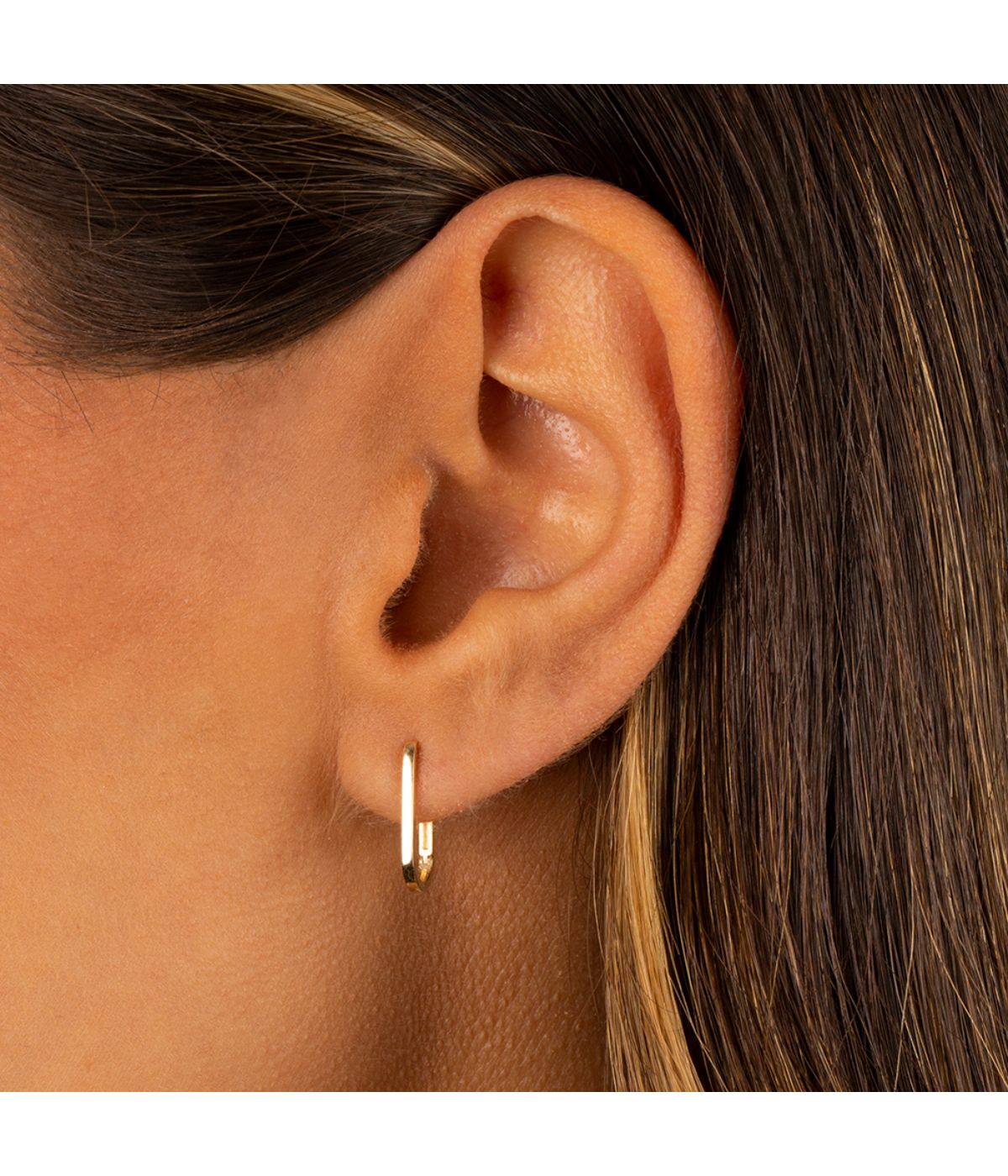 Solid Thin U-Shape Huggie Earring 14K Gold