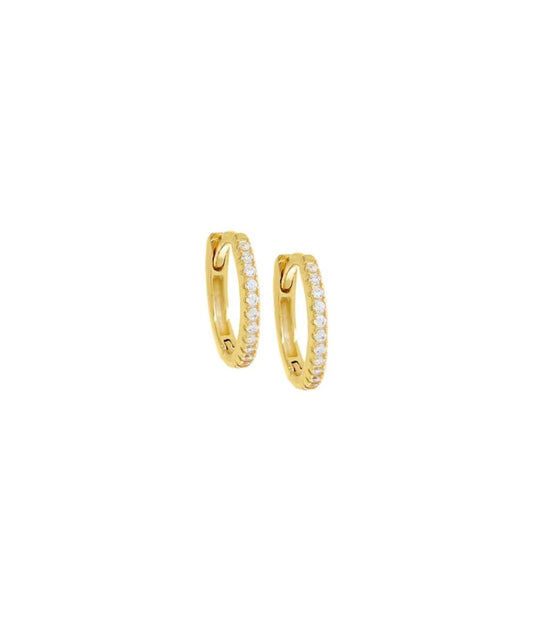 Colored Pave Huggie Earring Gold
