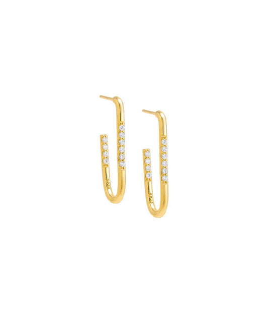 Solid Thin Large Oval Hoop Earring Gold