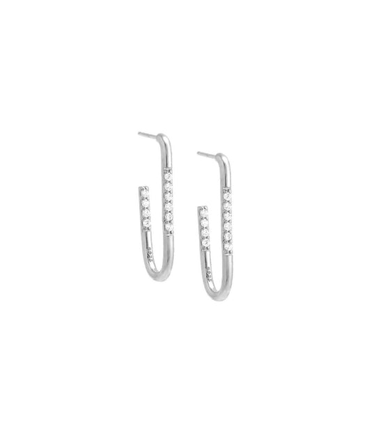 Solid Thin Large Oval Hoop Earring Silver