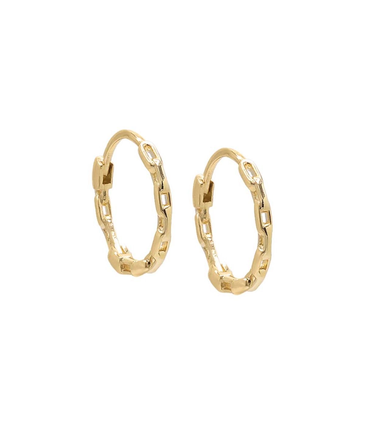 Solid Chain Link Huggie Earring 14K Gold