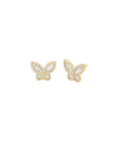 Pave X Baguette Butterfly Stud Earring Gold