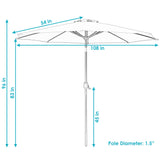 Aluminum Patio Table Umbrella with Push Button Tilt & Crank - 9' Navy Blue
