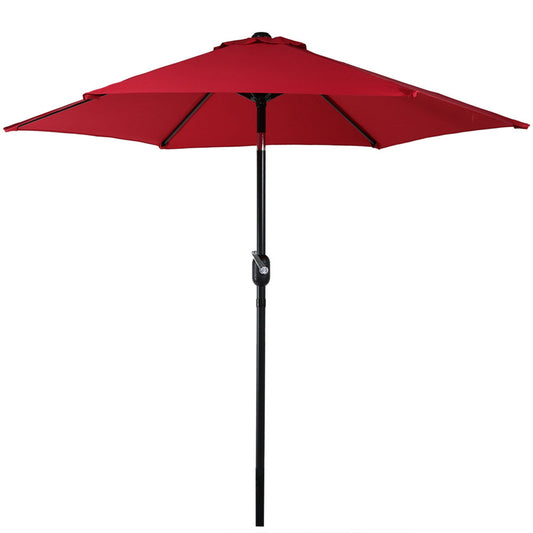 Aluminum Patio Umbrella with Tilt & Crank Shade Control - 7.5' Red
